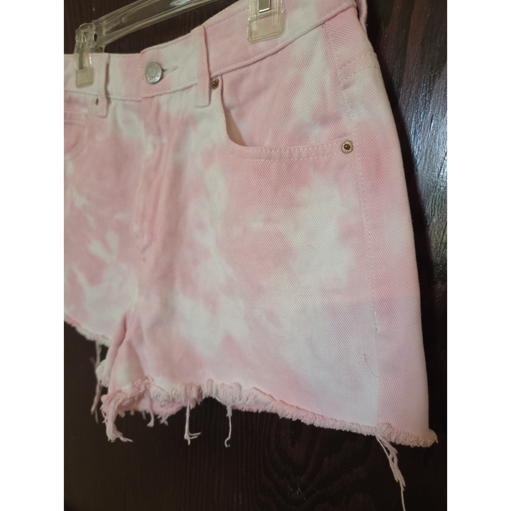 PacSun White Pink Tie Dye High Rise Festival Jean Cut Off Shorts 28 Boho Preppy - Picture 3 of 11